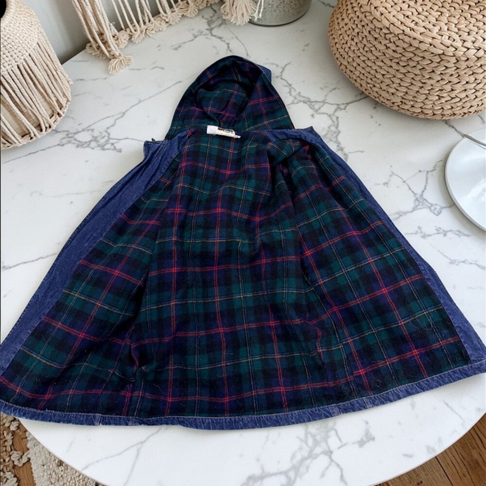Vintage Talbots Oversize Plaid Lined Denim Jacket Size Medium Wool Lined - Picture 9 of 10